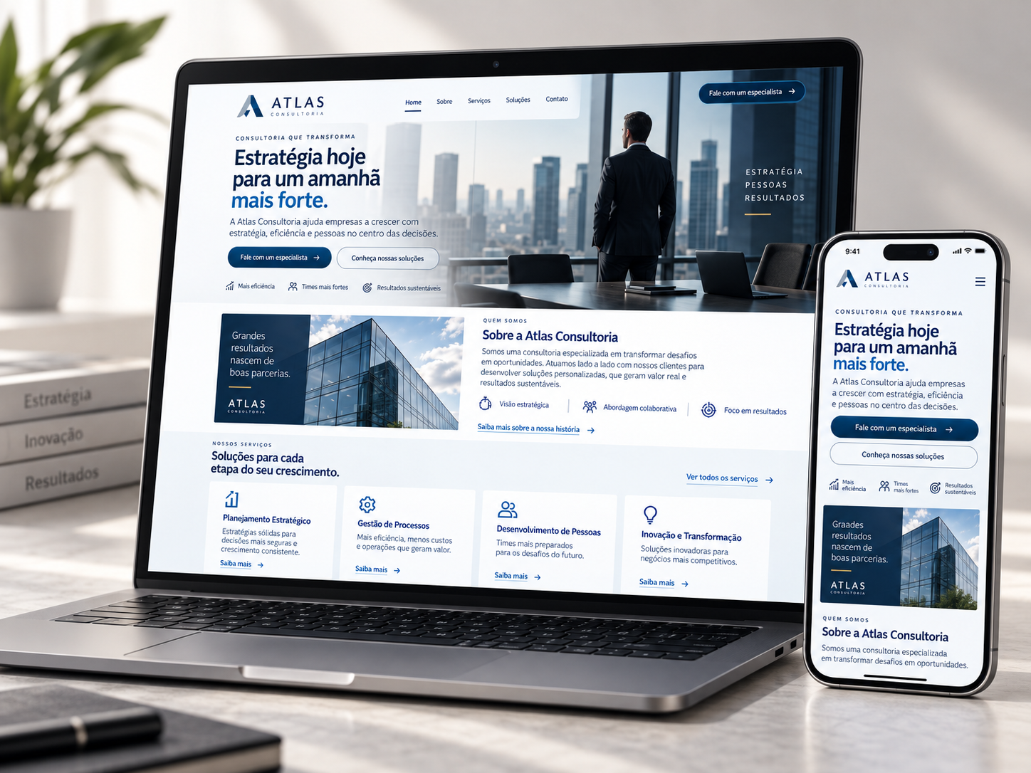 Site institucional profissional criado para transformar visitas em orçamentos